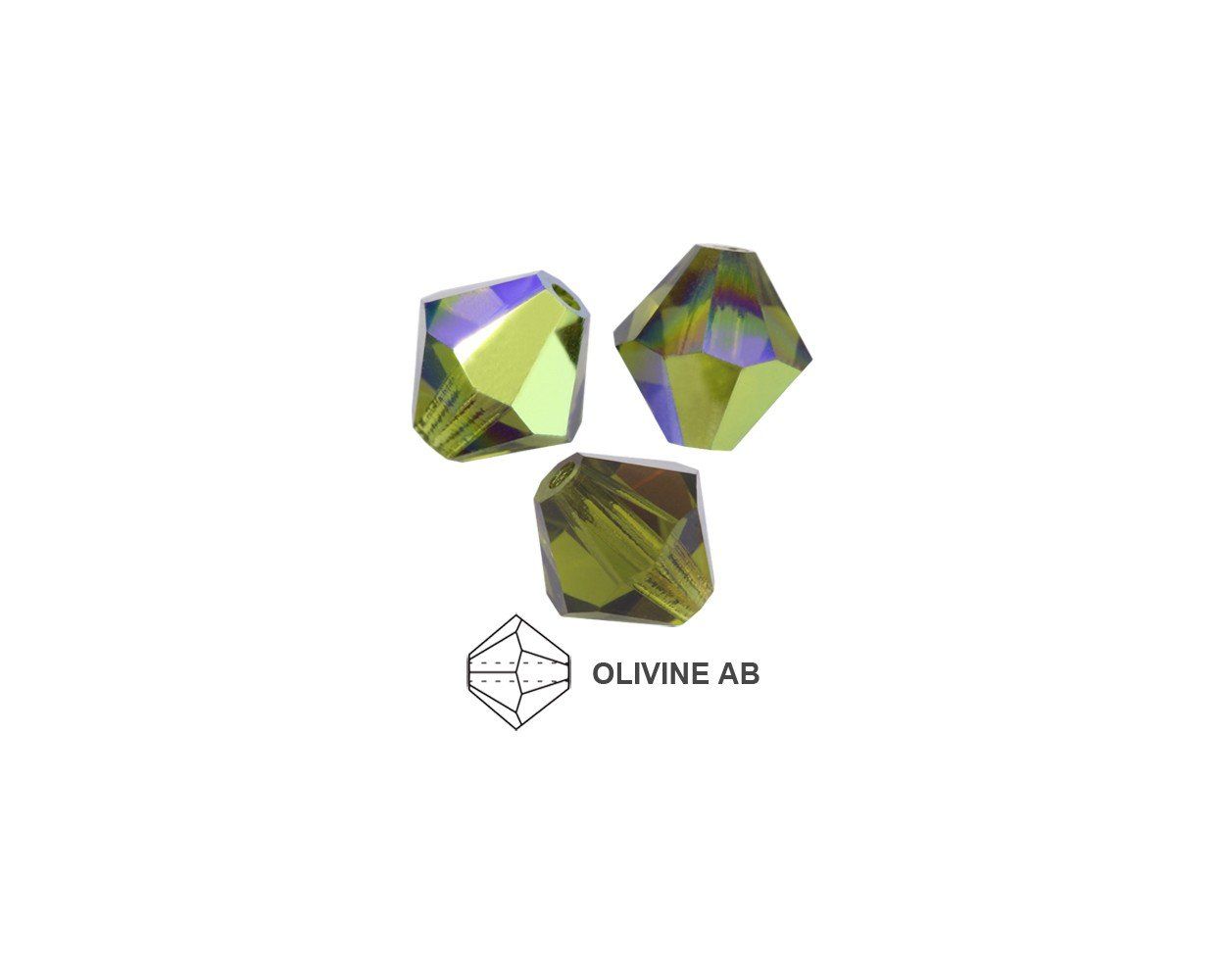 6mm Bicone Crystals: Olivine AB