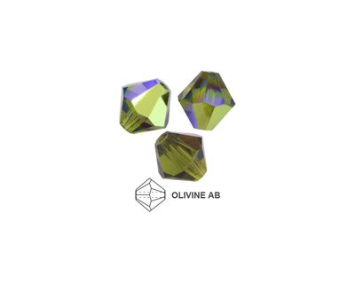 6mm Bicone Crystals: Olivine AB