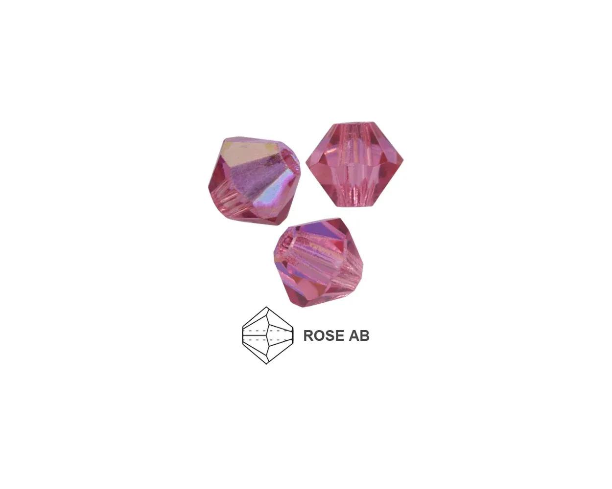 6mm Bicone Crystals: Rose AB