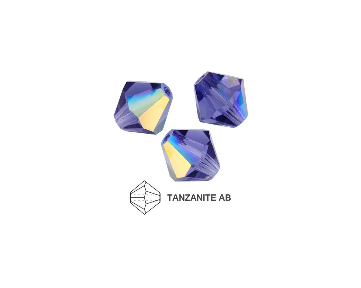 6mm Bicone Crystals: Tanzanite AB