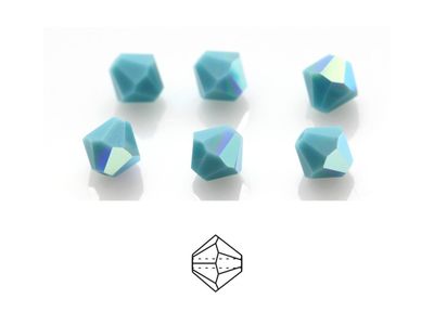 6mm Bicone Crystals: Turquoise AB
