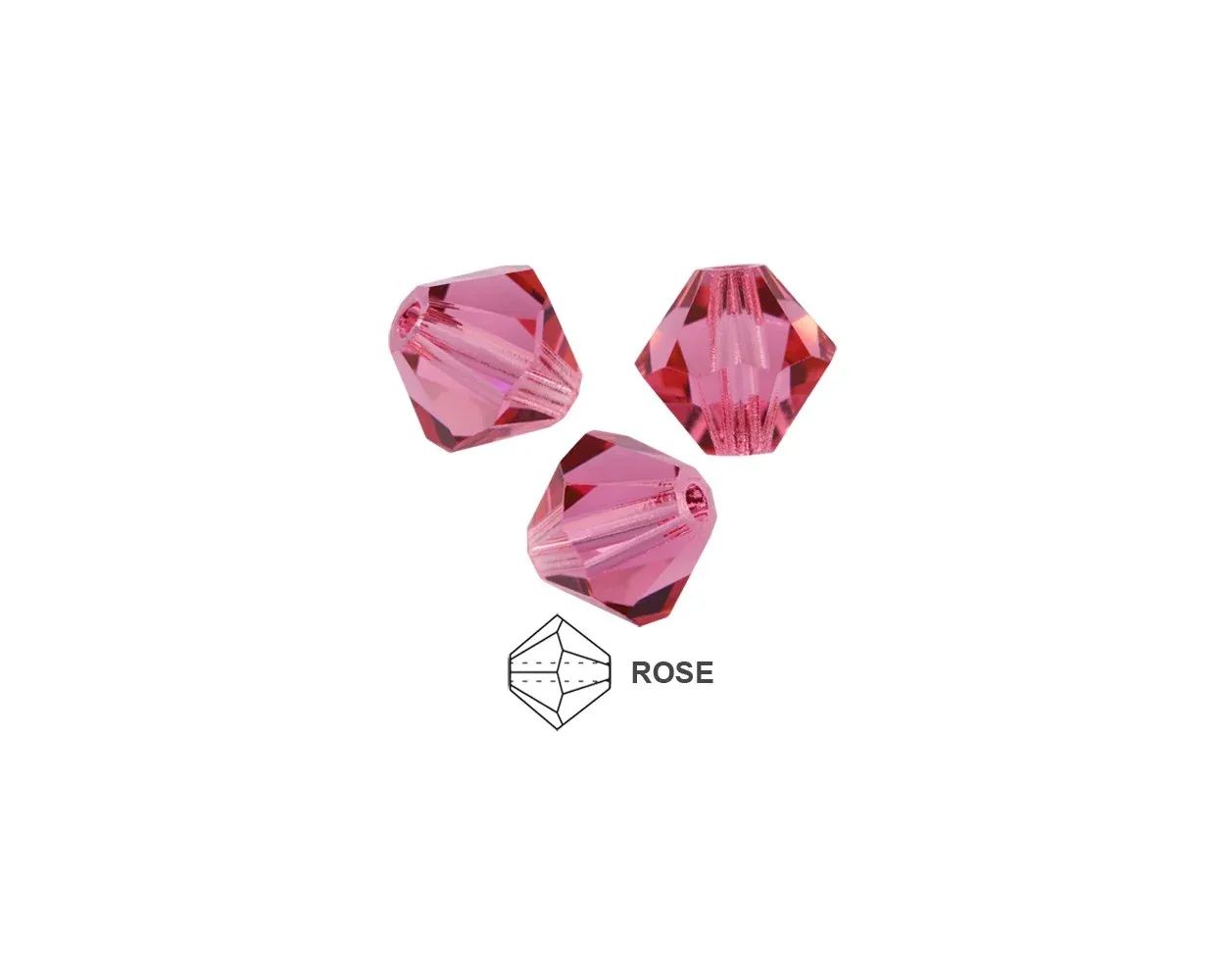 6mm Bicone Crystals: Rose