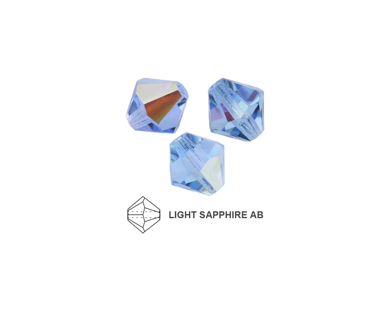 6mm Bicone Crystals: Sapphire AB