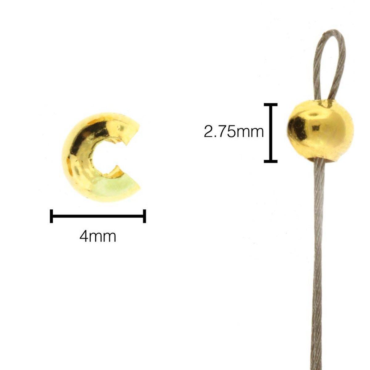 Crimp Covers: 4mm Gold Plated 