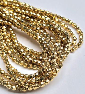 3mm Fire Polish - Gold