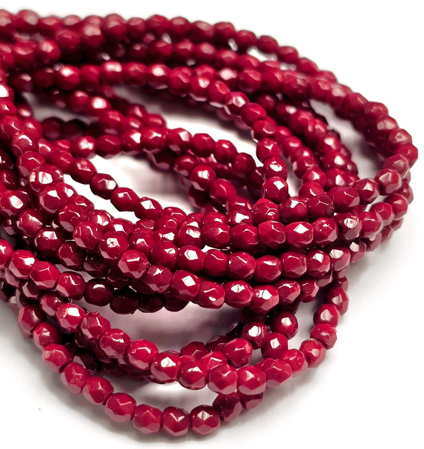 3mm Fire Polish - Deep Red