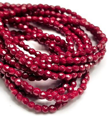 3mm Fire Polish - Deep Red