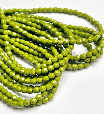 4mm Fire Polish - Avocado Green