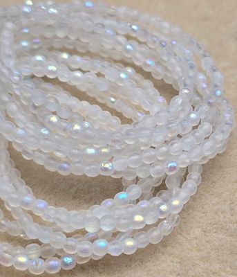 3mm Round Beads: Matted Crystal Etched AB