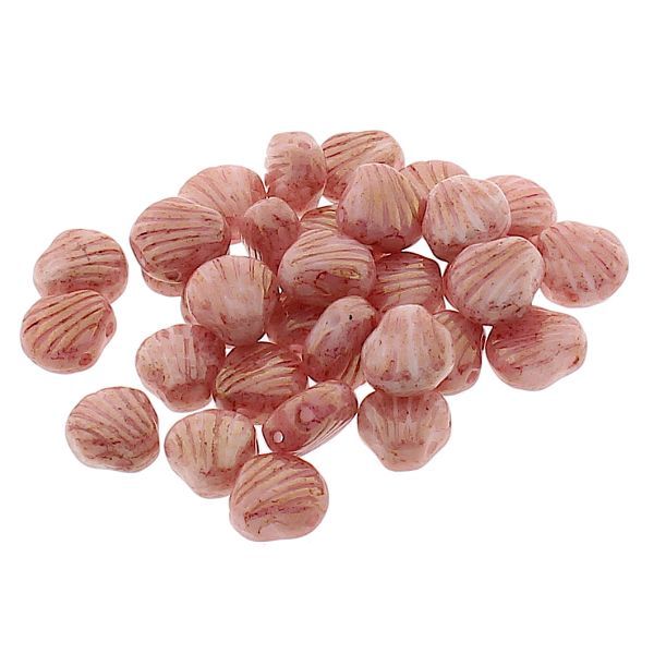 Shelly Shell Beads: White Terracotta Red