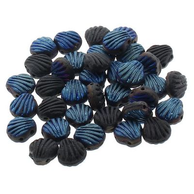 Shelly Shell Beads: Jet Azuro Matte