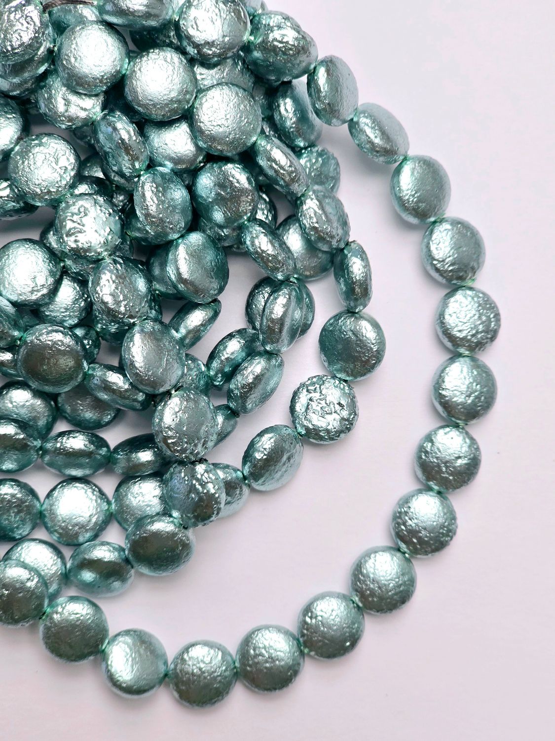 10mm Czech Coin Pearls: Indian Sapphire