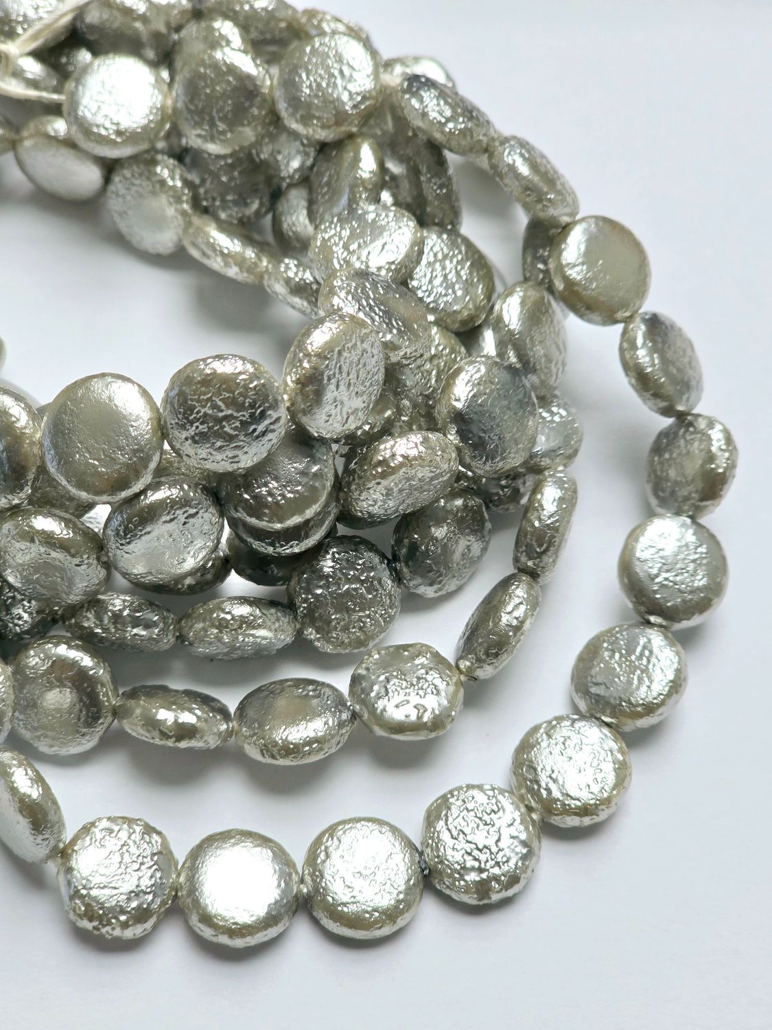 12mm Czech Coin Pearls: Silver