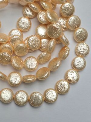 12mm Czech Coin Pearls: Light Peach
