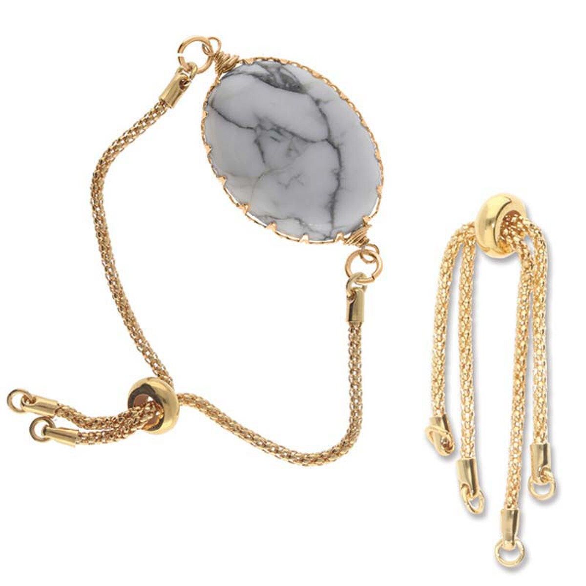 Partially Finished Bracelet End: Gold Plated