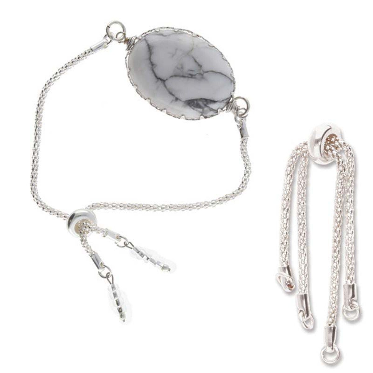 Partially Finished Bracelet End: Silver Plated