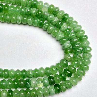 8mm Smooth Rondelle: Green Jasper