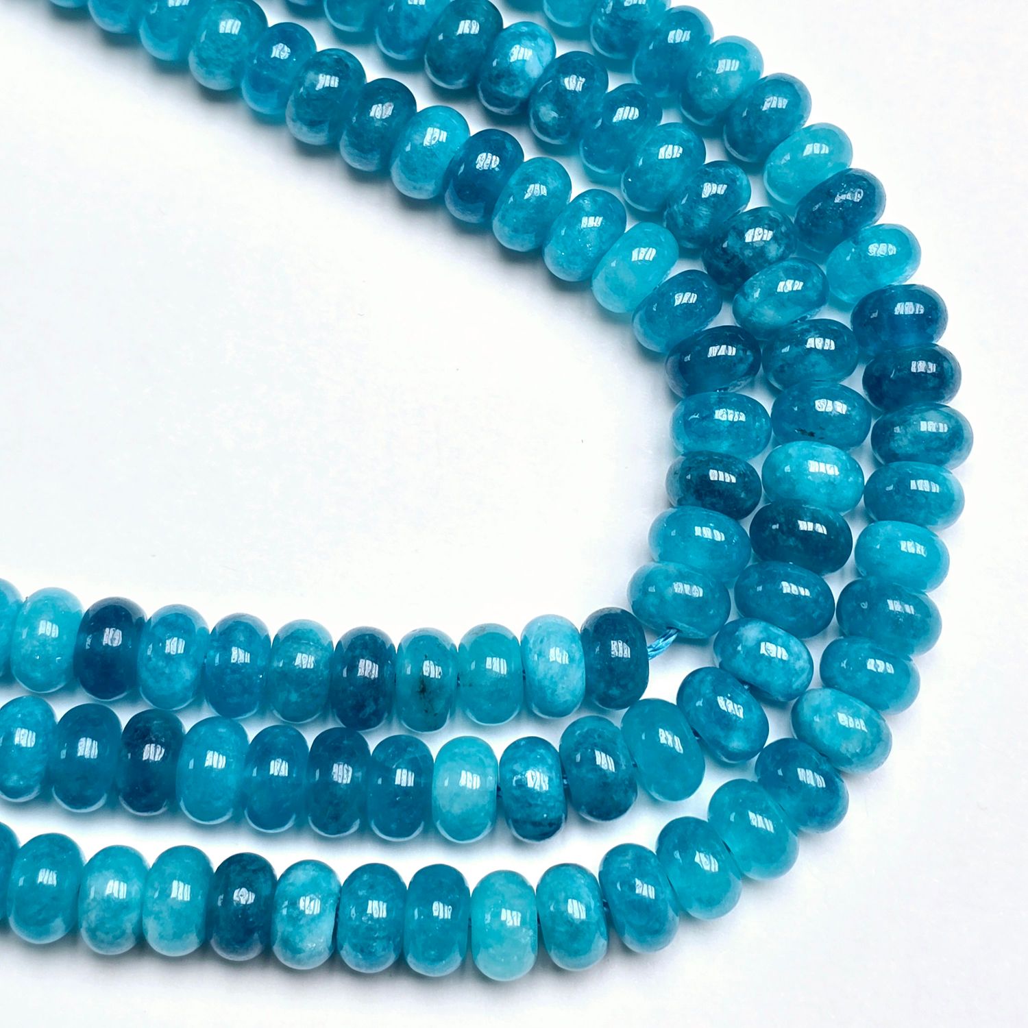 8mm Smooth Rondelle: Blue Chalcedony