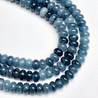 8mm Smooth Rondelle: Green Angelite