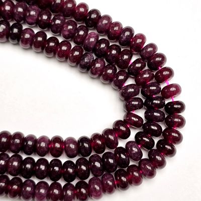 8mm Smooth Rondelle: Garnet