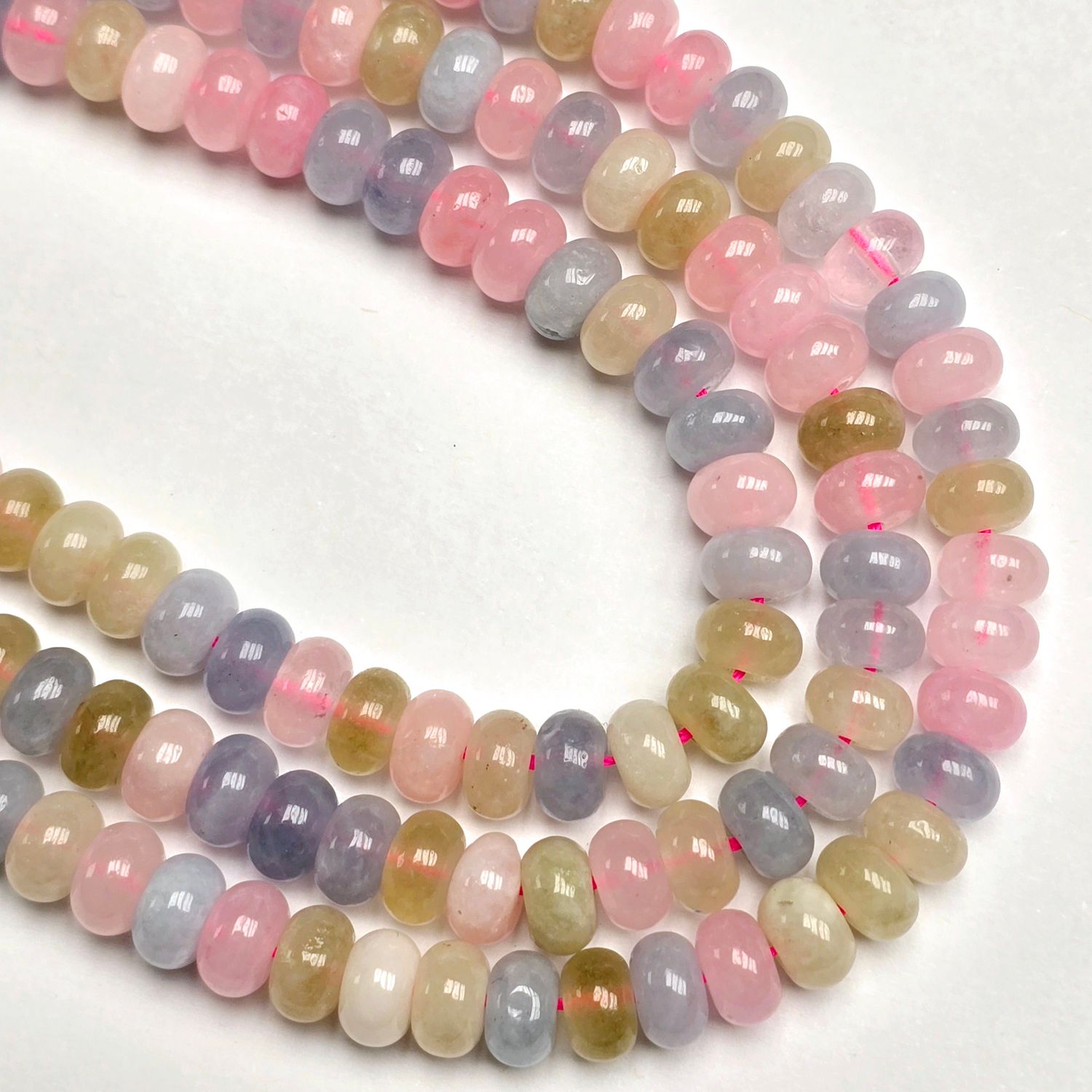 8mm Smooth Rondelle: Morganite
