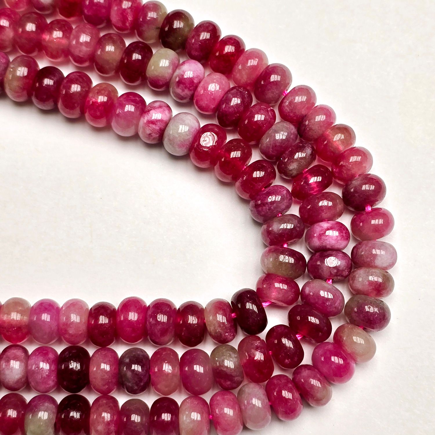 8mm Smooth Rondelle: Watermelon Tourmaline