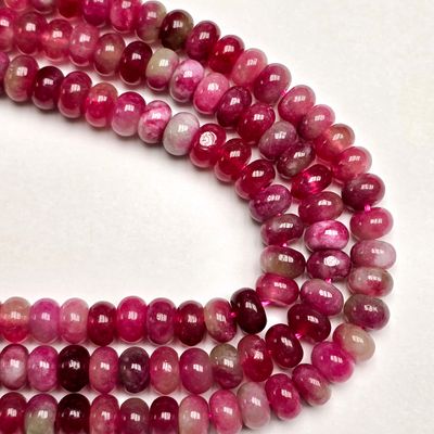 8mm Smooth Rondelle: Watermelon Tourmaline