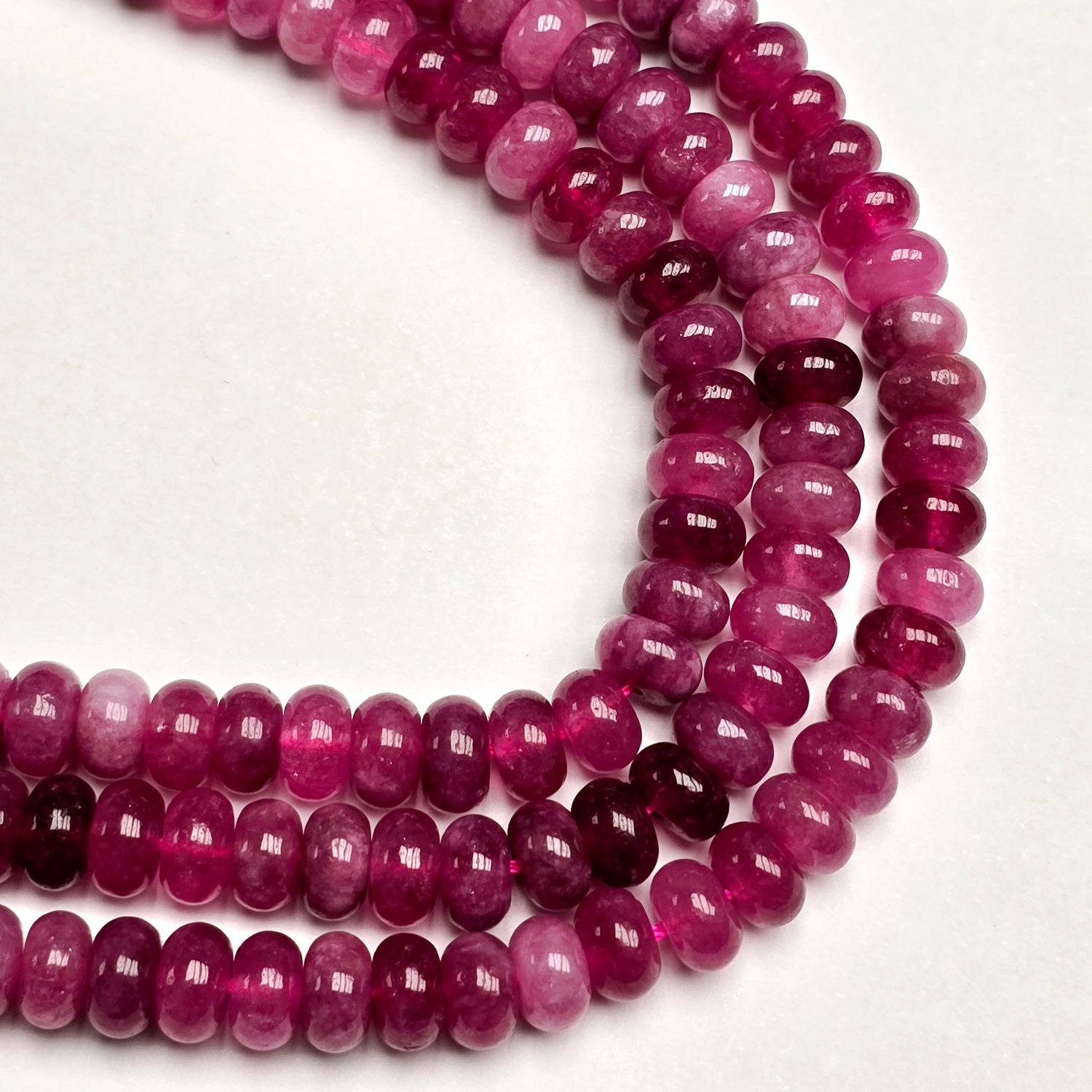 8mm Smooth Rondelle: Pink Tourmaline