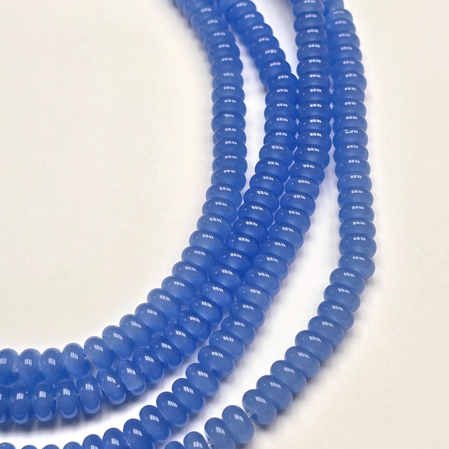 6x3mm Rondelle Spacer Beads: Milky Blue
