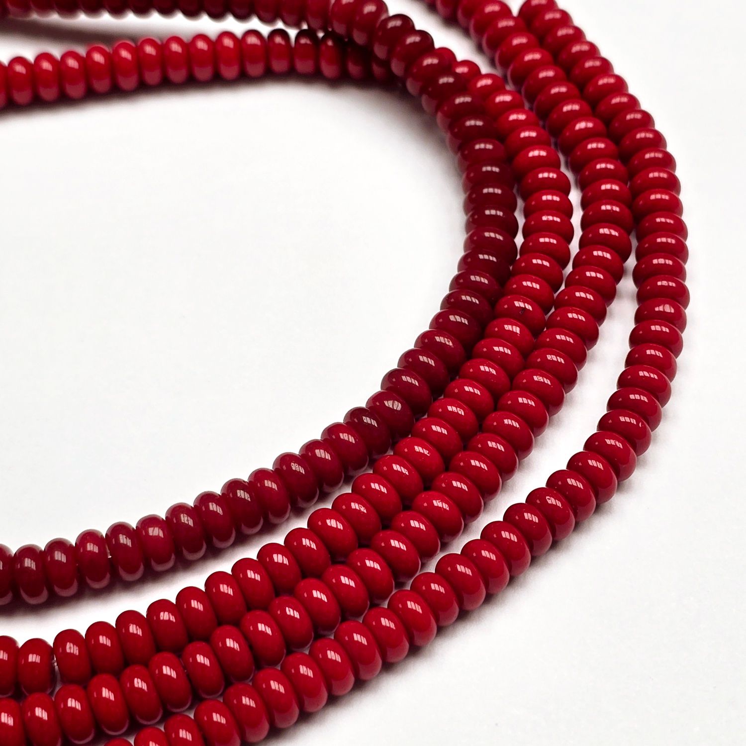 6x3mm Rondelle Spacer Beads: Red