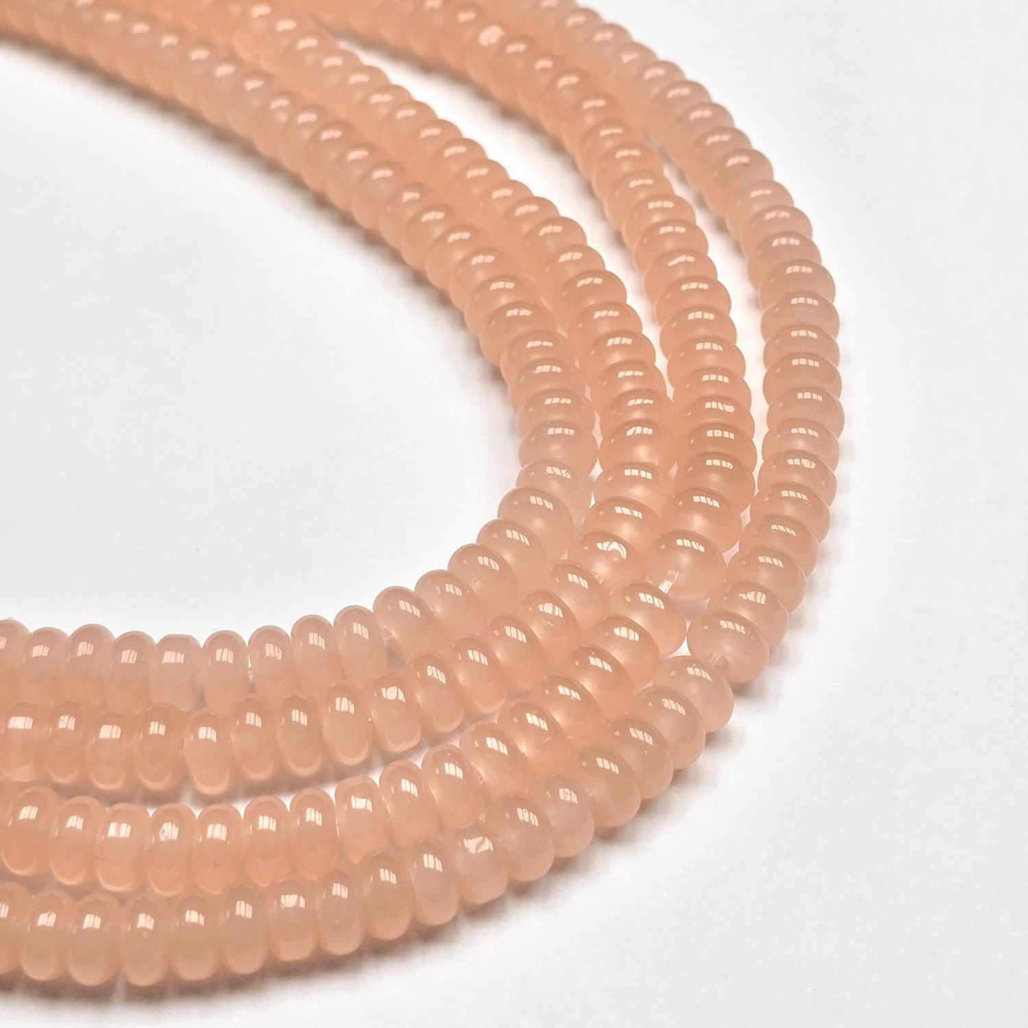 6x3mm Rondelle Spacer Beads: Milky Light Pink/Peach