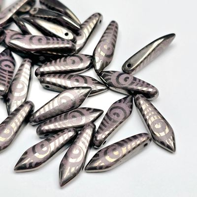 Daggers 5x16mm: Laser Etched Opaque Purple Chrome Peacock Feathers