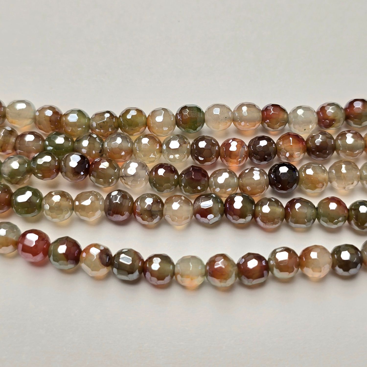 6mm Faceted Gemstone Beads: Agate Fall Mix Shine
