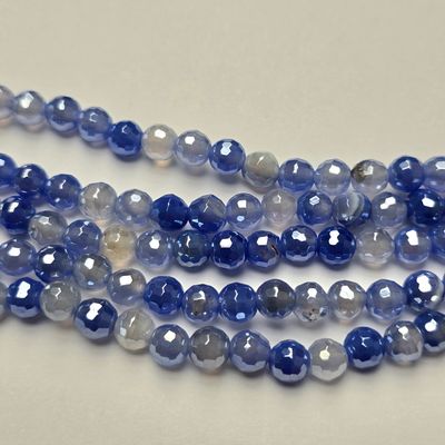 6mm Faceted Gemstone Beads: Agate Sapphire Shine