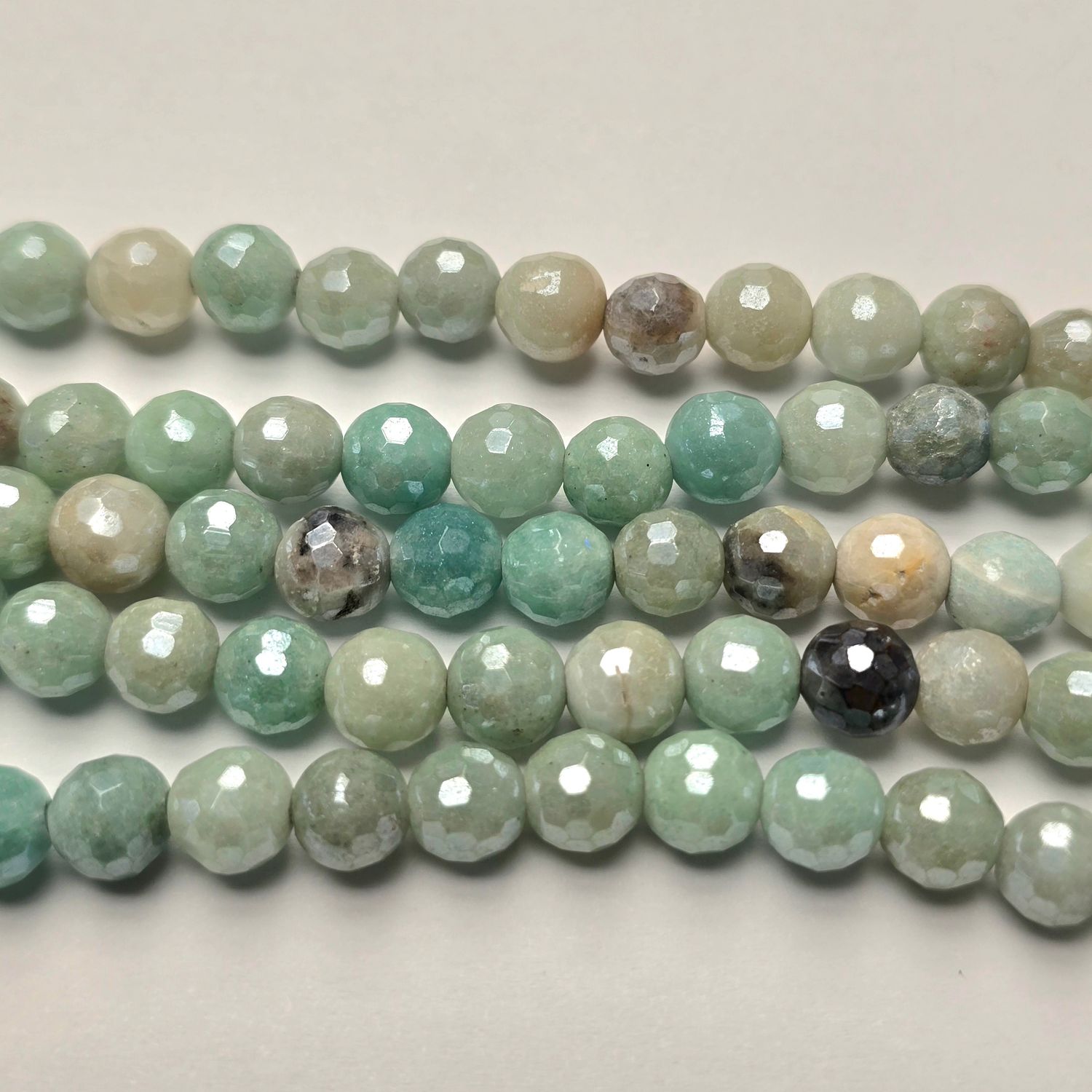 6mm Faceted Gemstone Beads: Amazonite Shine Multi-Color