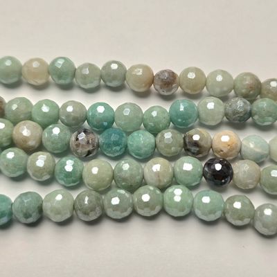 6mm Faceted Gemstone Beads: Amazonite Shine Multi-Color