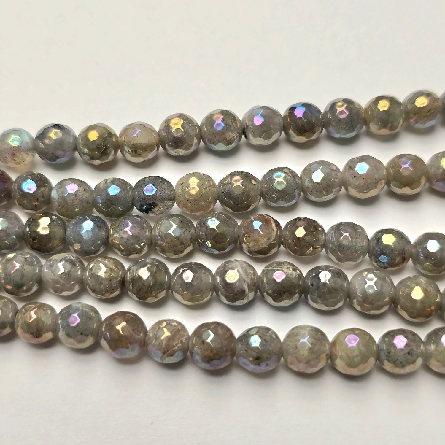 6mm Faceted Gemstone Beads: Labradorite Shine