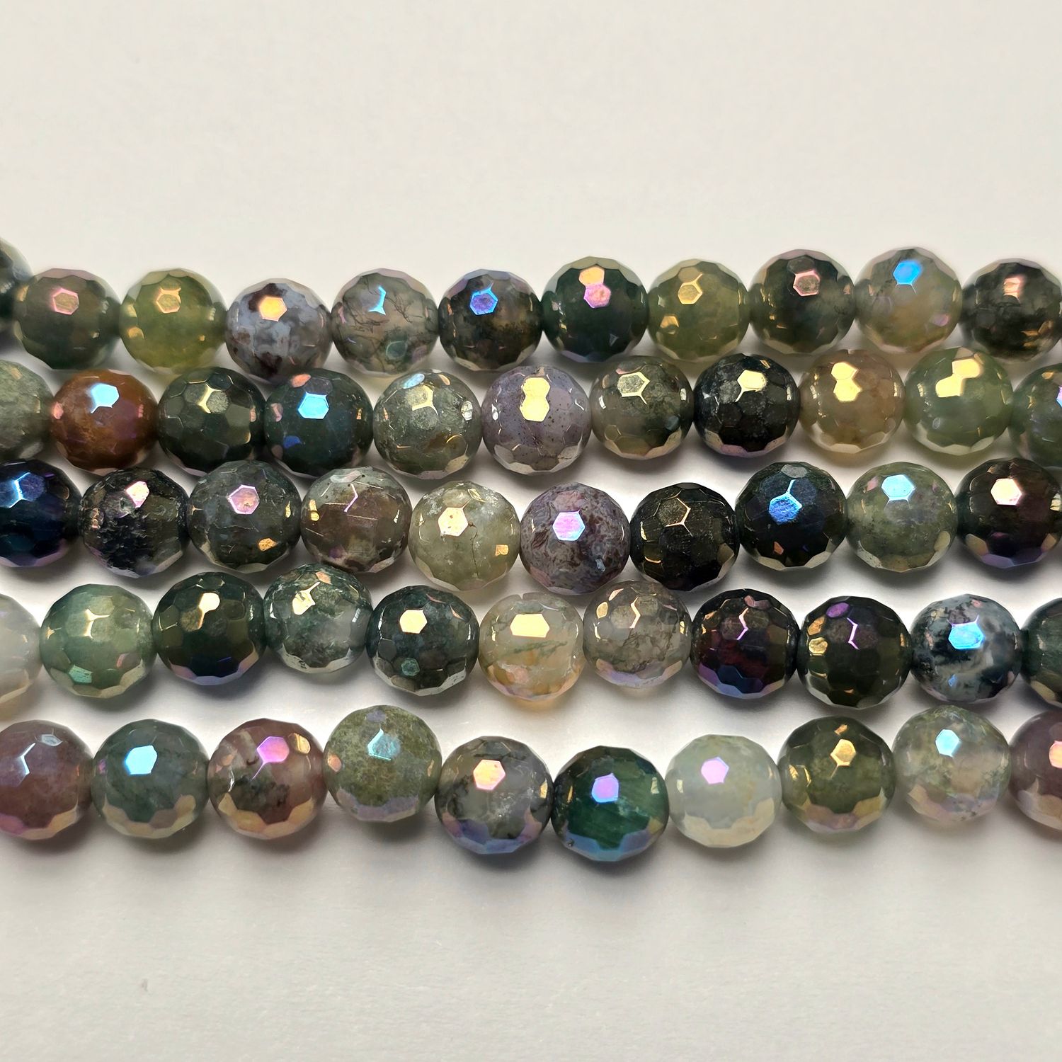 6mm Faceted Gemstone Beads: Tiger Eye Rainbow Shine