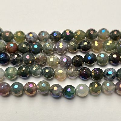 6mm Faceted Gemstone Beads: Tiger Eye Rainbow Shine
