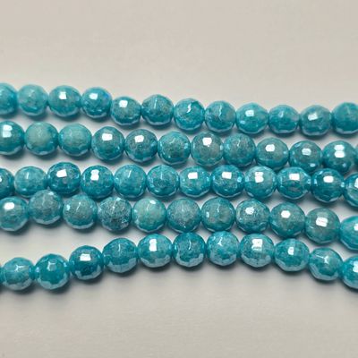 6mm Faceted Gemstone Beads: Dyed Amazonite Shine