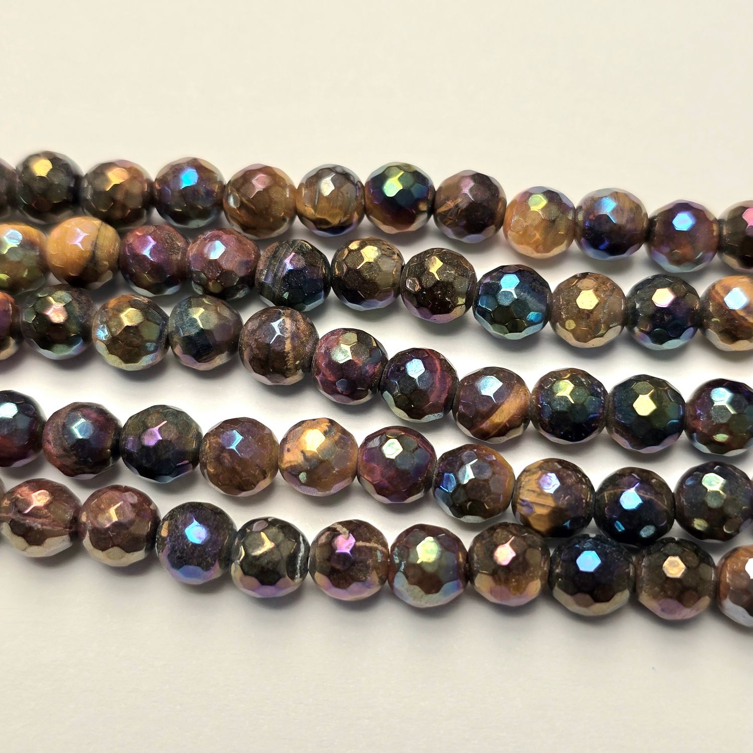 6mm Faceted Gemstone Beads: Indian Agate Shine