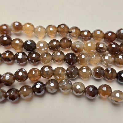 6mm Faceted Gemstone Beads: Striped Agate Shine