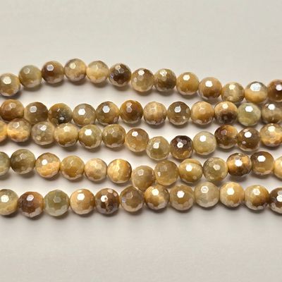 6mm Faceted Gemstone Beads: Tiger Eye Shine