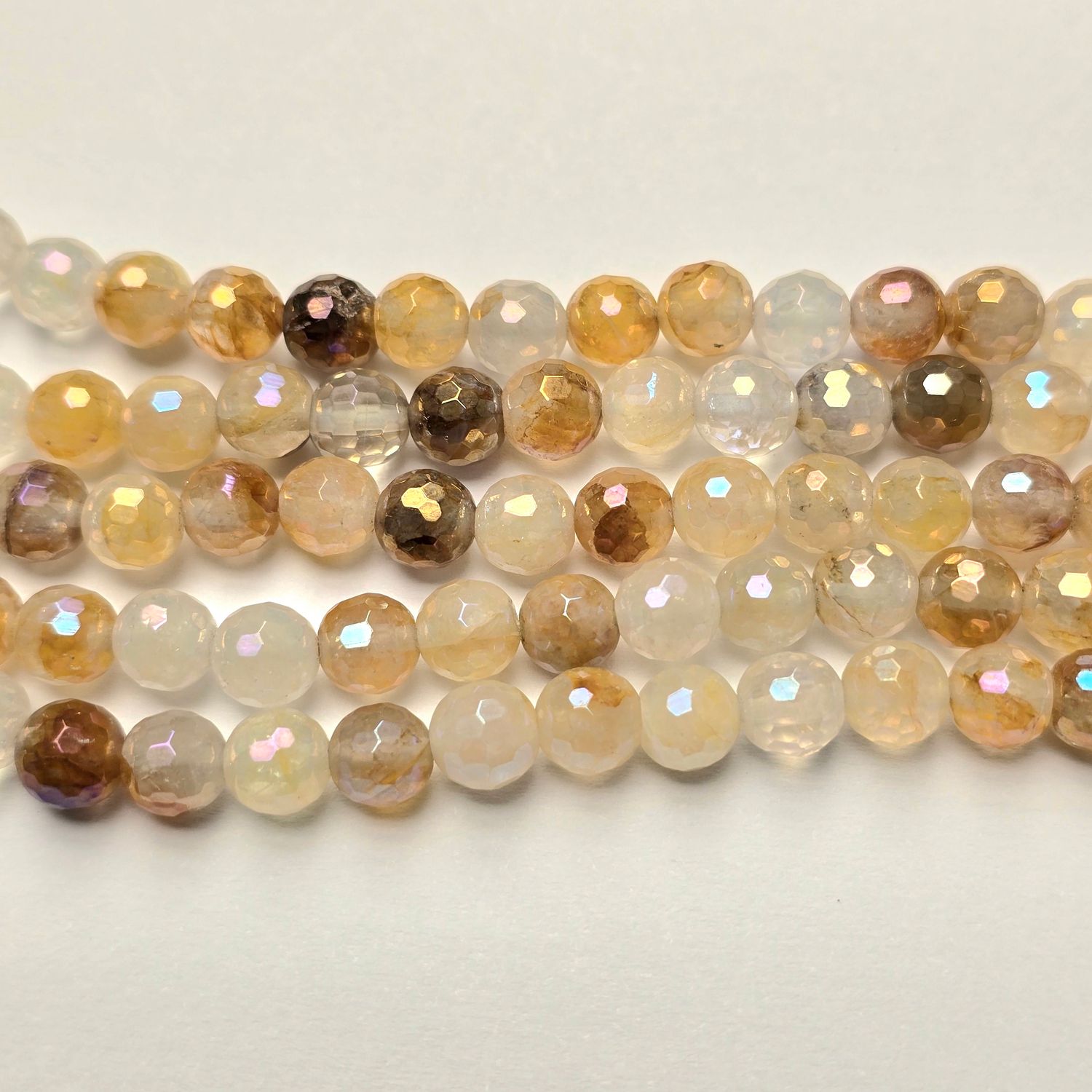 6mm Faceted Gemstone Beads: Yellow Topaz Quartz Shine