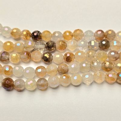 6mm Faceted Gemstone Beads: Yellow Topaz Quartz Shine