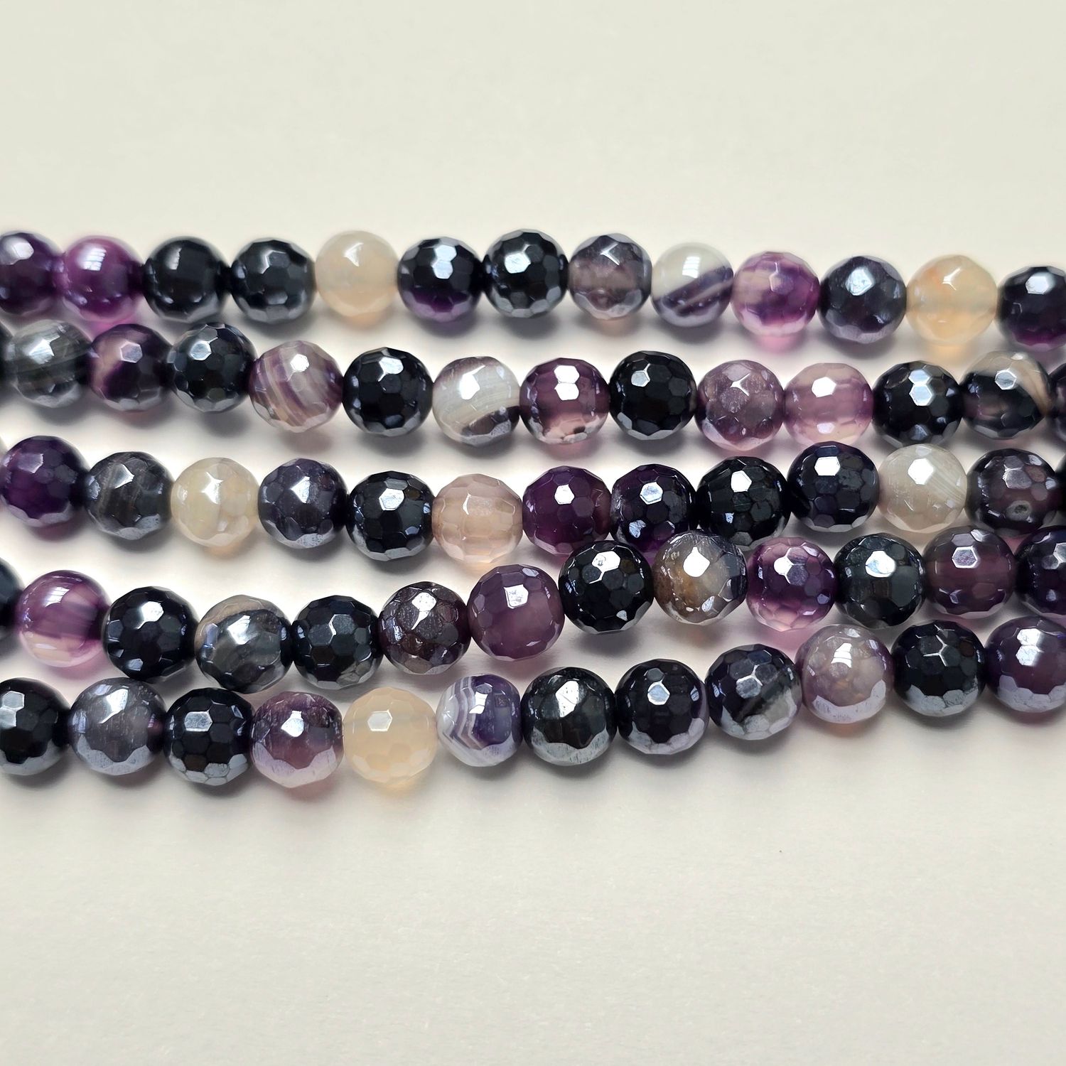 6mm Faceted Gemstone Beads: Amethyst Lavender Agate Shine Multi-color