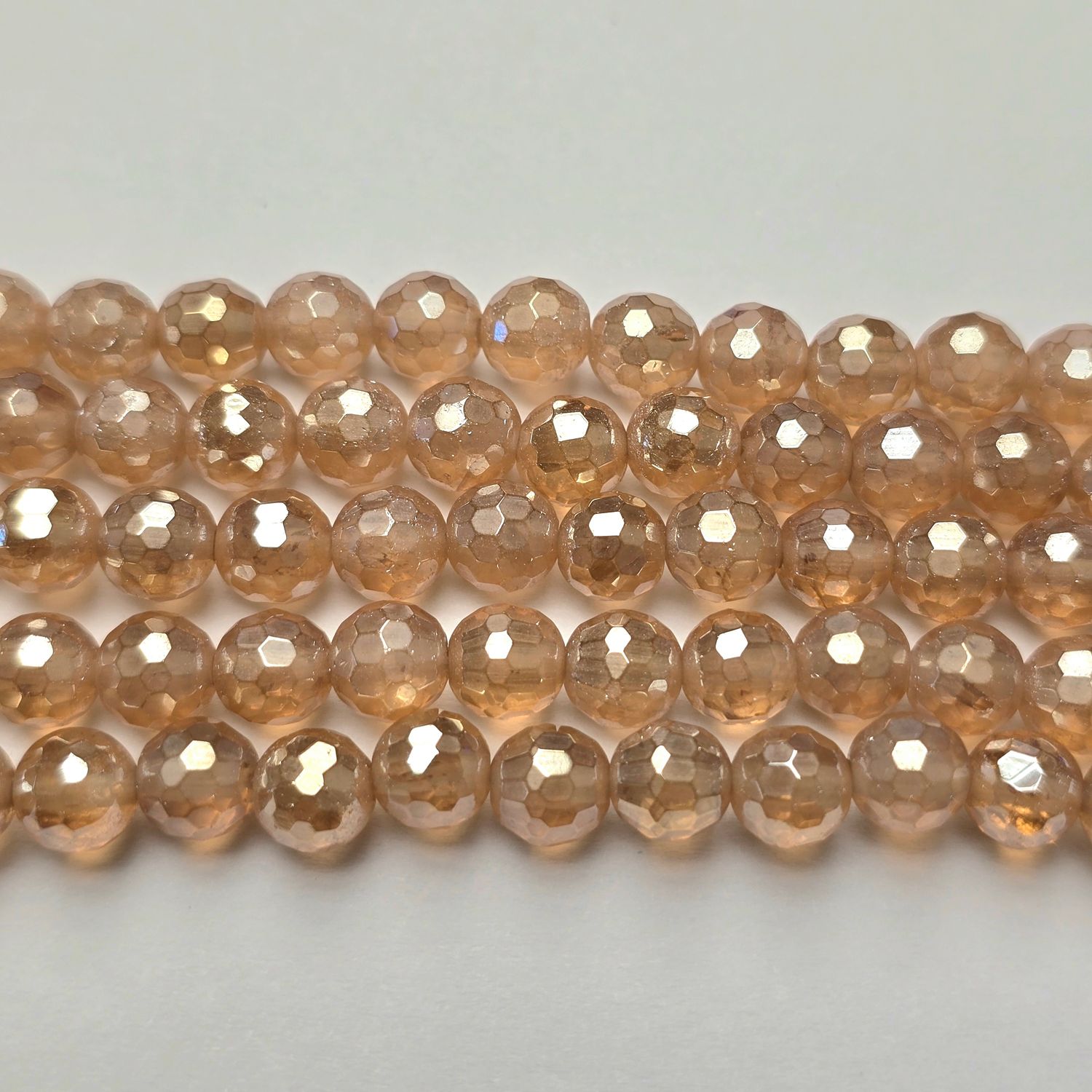 6mm Faceted Gemstone Beads: Rock Crystal Topaz Shine