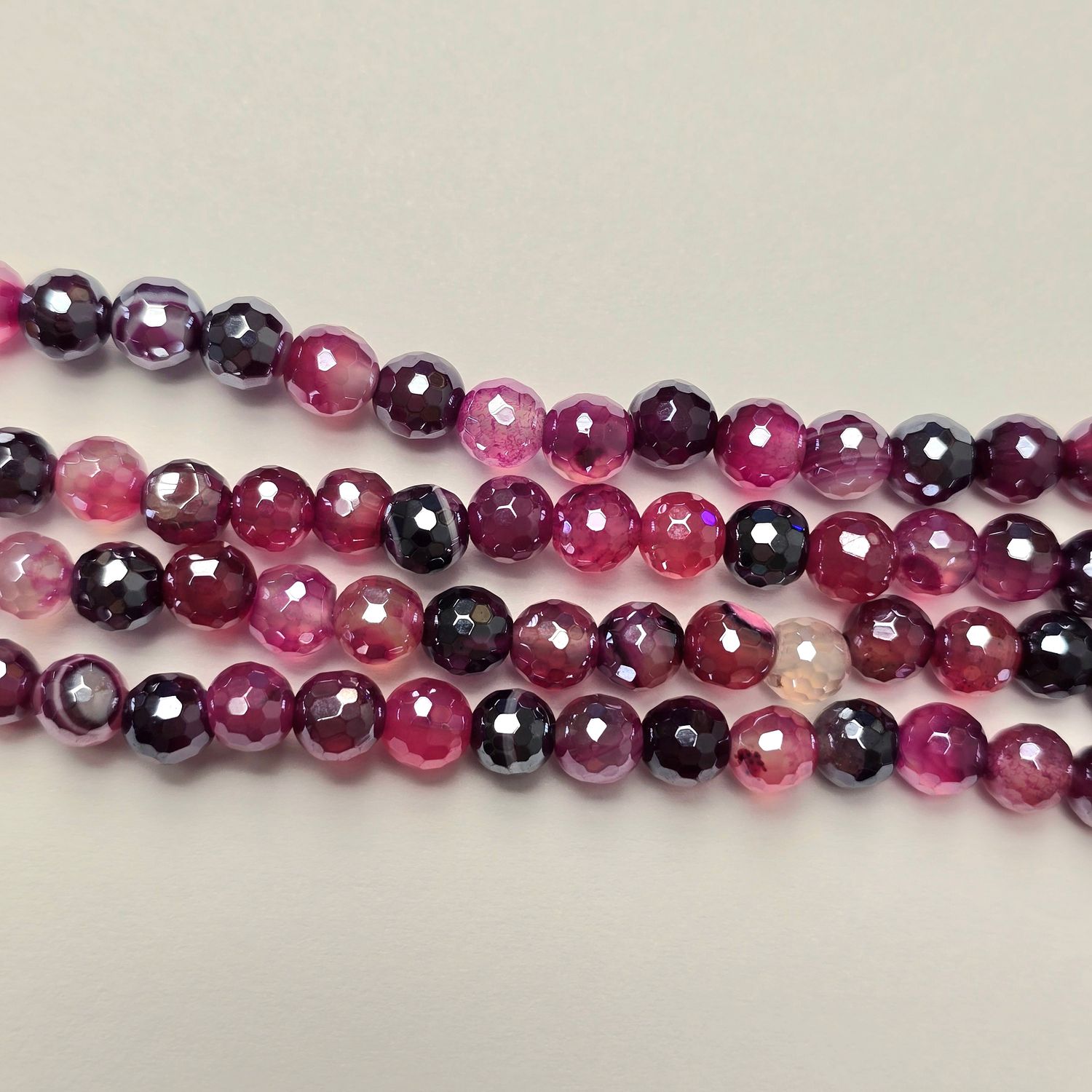 6mm Faceted Gemstone Beads: Fuchsia Agate Shine