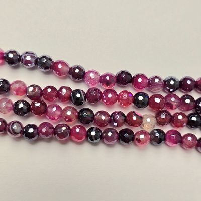 6mm Faceted Gemstone Beads: Fuchsia Agate Shine