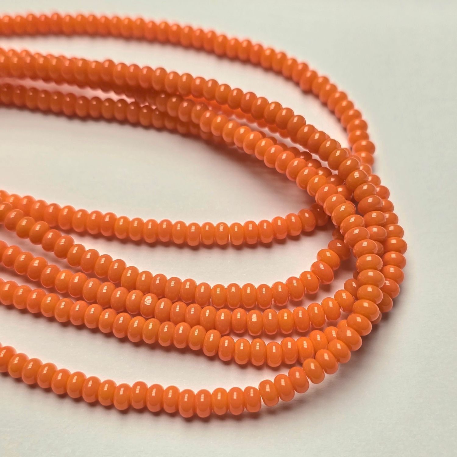 4x3mm Rondelle Spacer Beads: Light Orange Jade